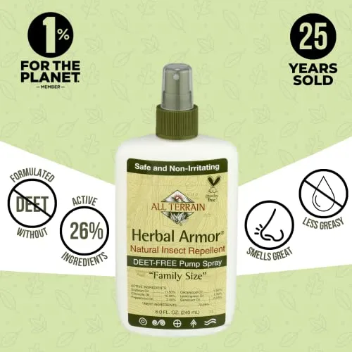 All Terrain Herbal Armor Natural Insect Repellent, DEET-FREE Pump Spray, 8 Ounce, Family-Size