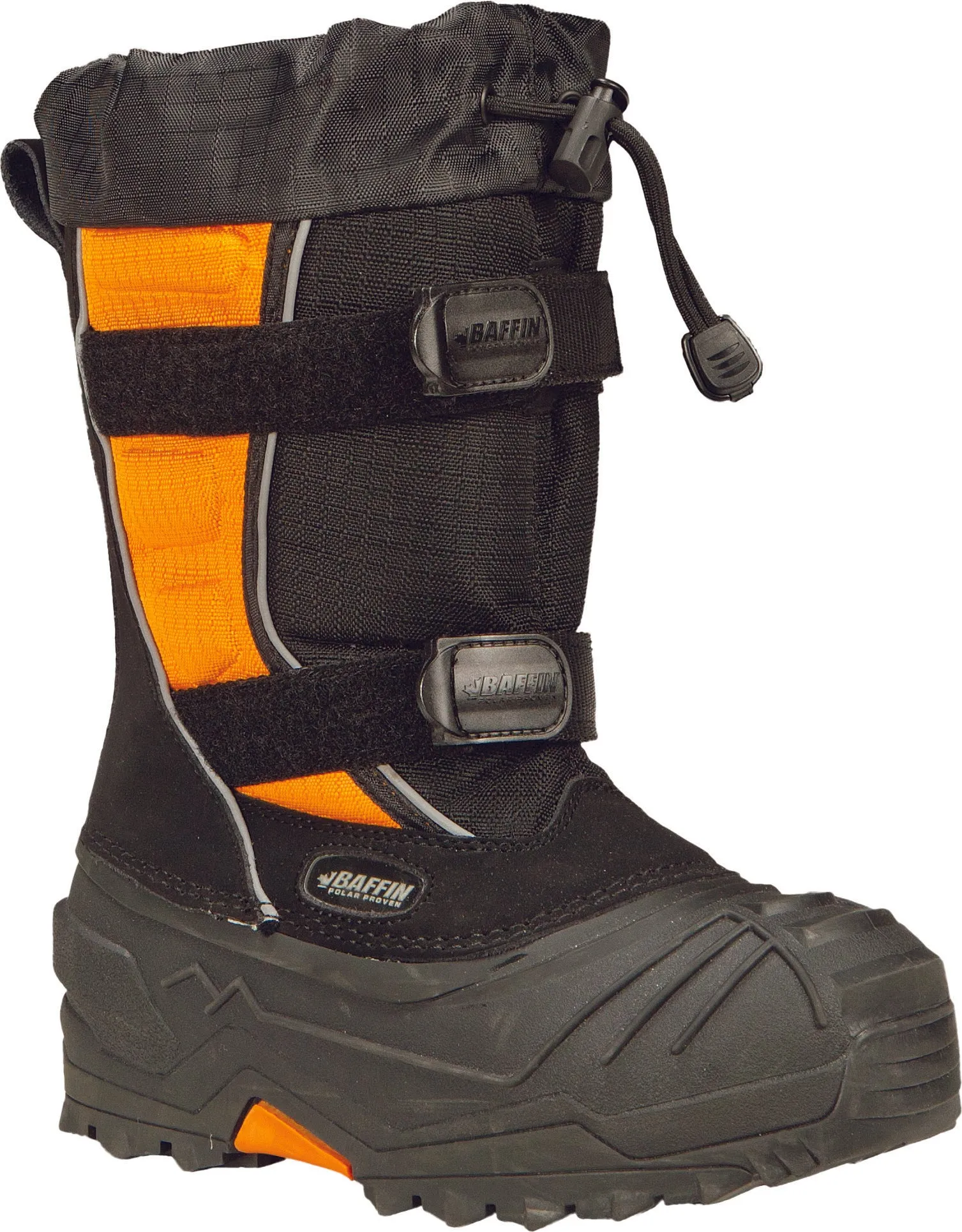 BAFFIN YOUTH EIGER BOOTS BLACK/ORANGE SZ 12 EPIC-Y001-BAK-12