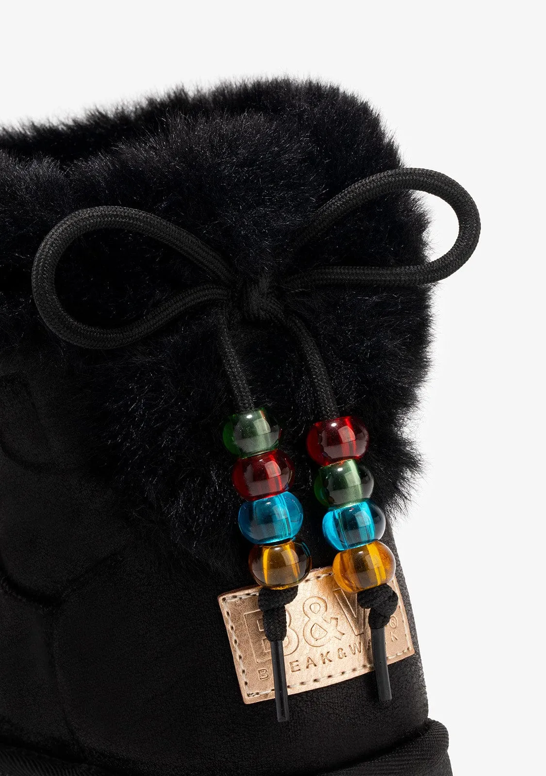 Black Beads Fur Australian Boots B&W