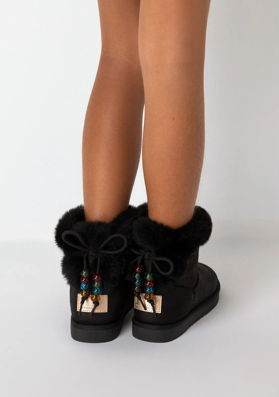Black Beads Fur Australian Boots B&W