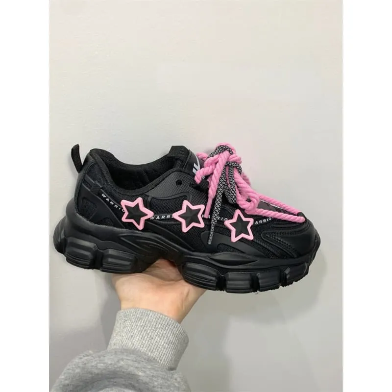 Black Pink Heart Sneakers Shoes Lovercore - Heartzcore