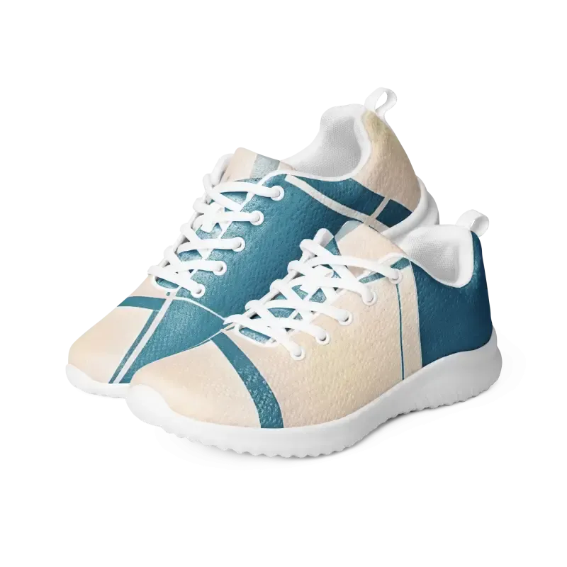 Blue Abstract Athletic Shoes Strut in Style