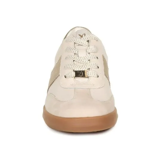 Caprice "23705" Combination Leather Trainer in Snow and Gold