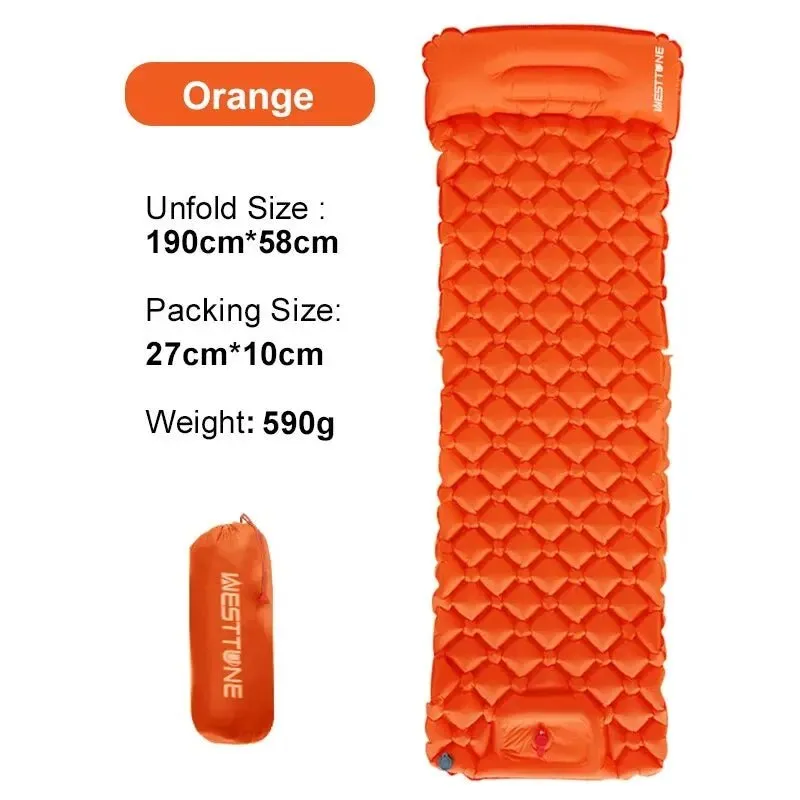 Inflatable Ultralight Outdoor Sleeping Pad with Built-in Pump
