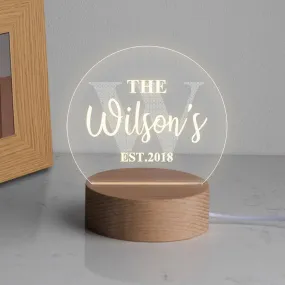 Personalised Family Name Mini Desk Lamp