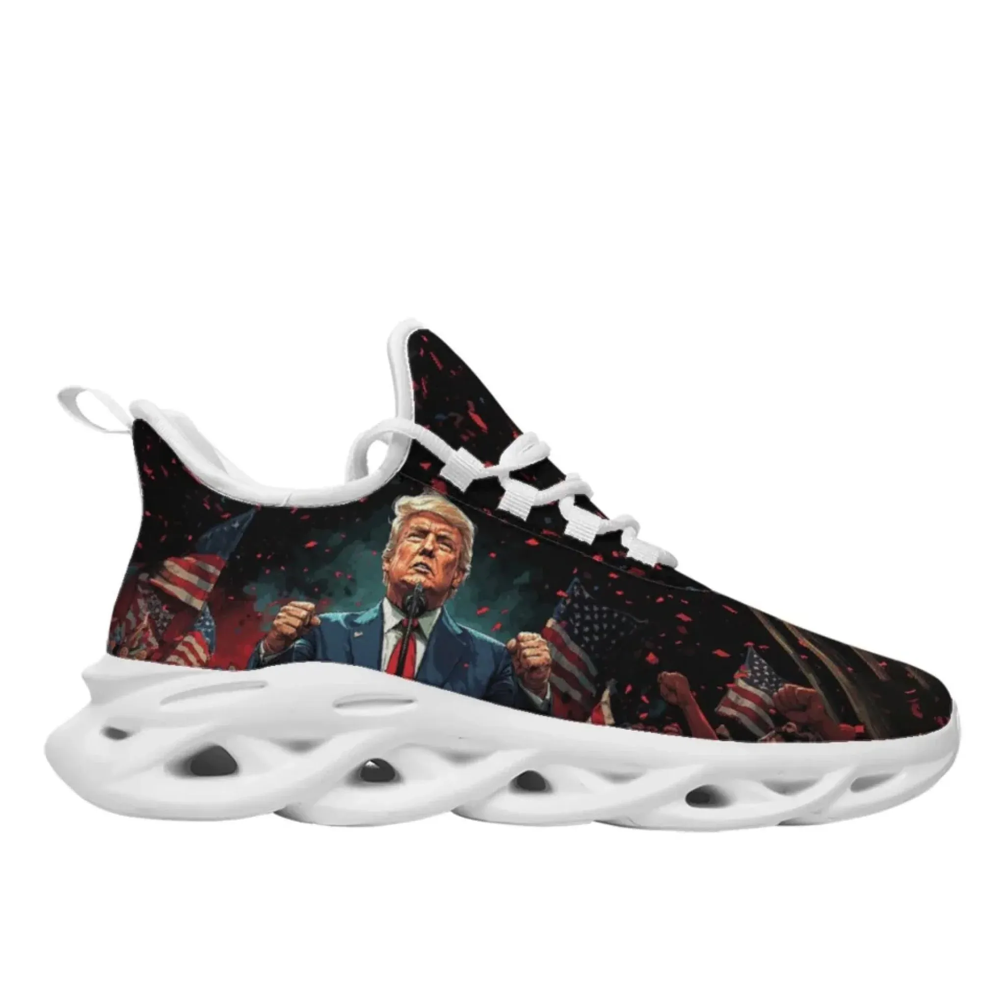 Personalized Trump- Theme Sneakers, Custom MAGA Shoes, Breathable Unisex Patriotic Shoes