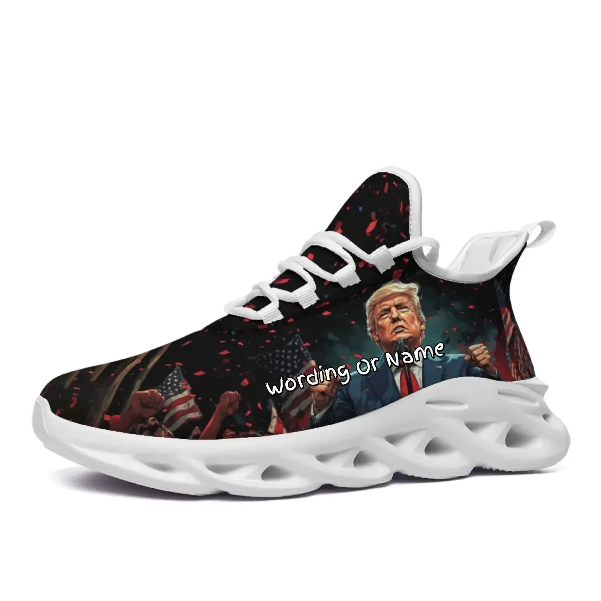 Personalized Trump- Theme Sneakers, Custom MAGA Shoes, Breathable Unisex Patriotic Shoes