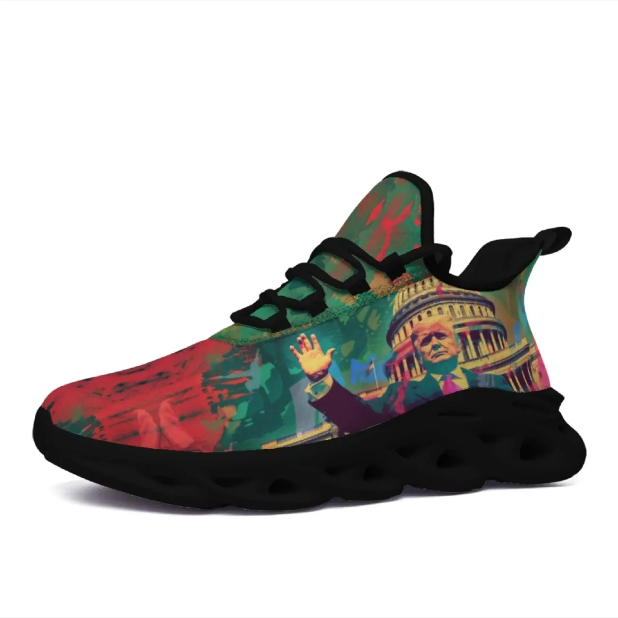 Personalized Trump- Theme Sneakers, Custom MAGA Shoes, Breathable Unisex Patriotic Shoes