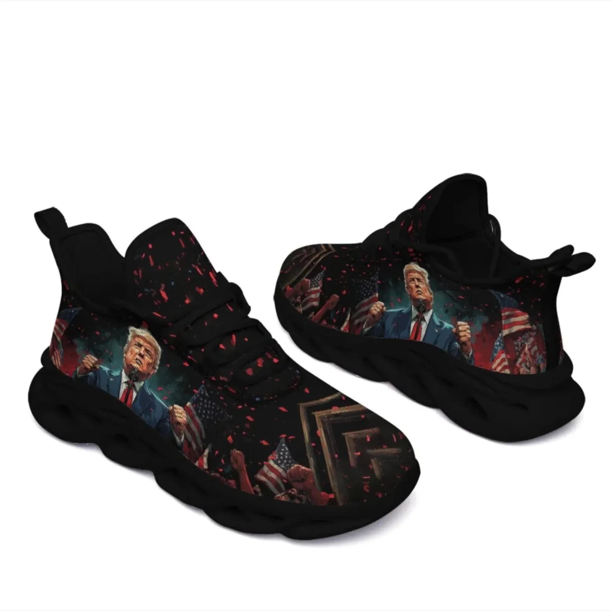Personalized Trump- Theme Sneakers, Custom MAGA Shoes, Breathable Unisex Patriotic Shoes