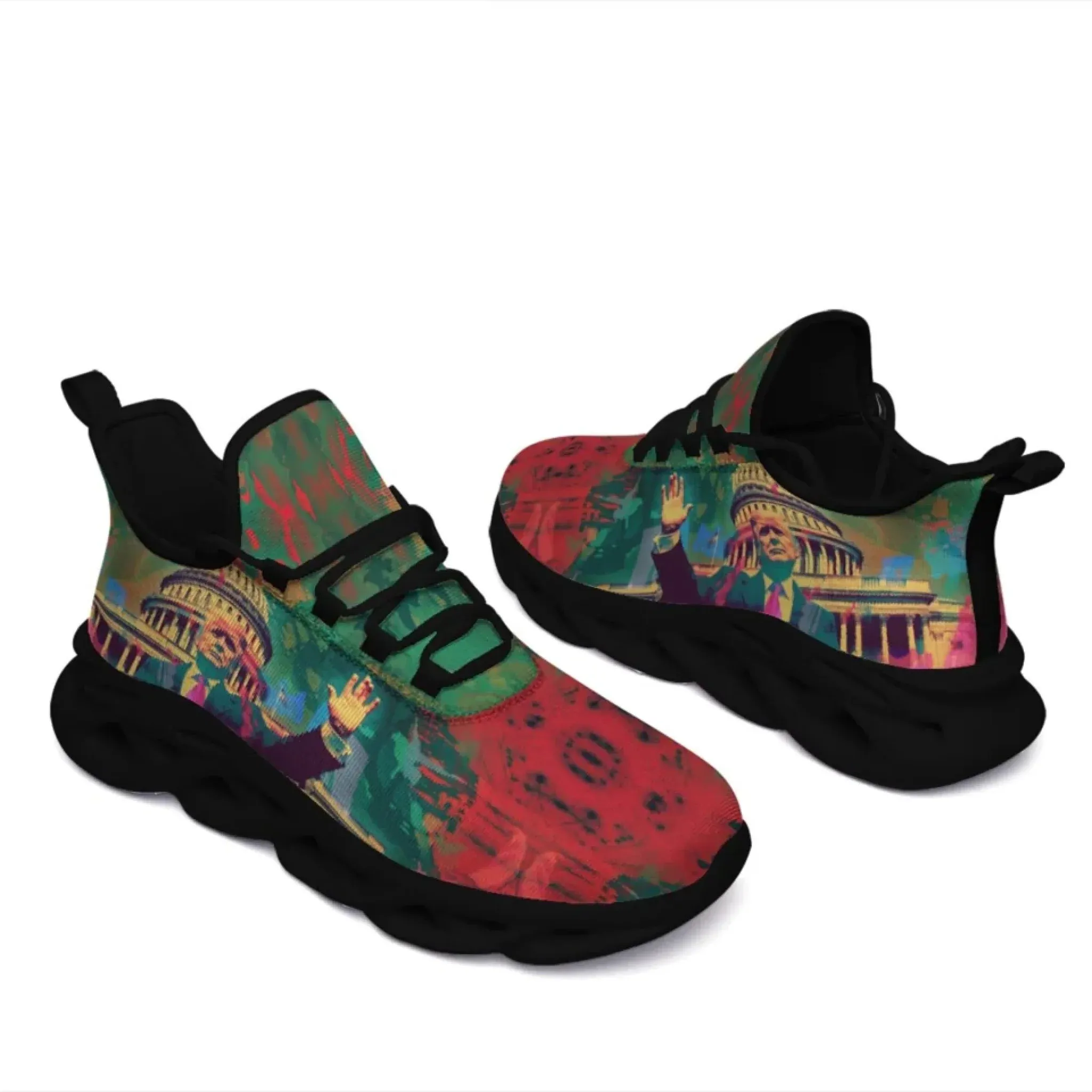Personalized Trump- Theme Sneakers, Custom MAGA Shoes, Breathable Unisex Patriotic Shoes