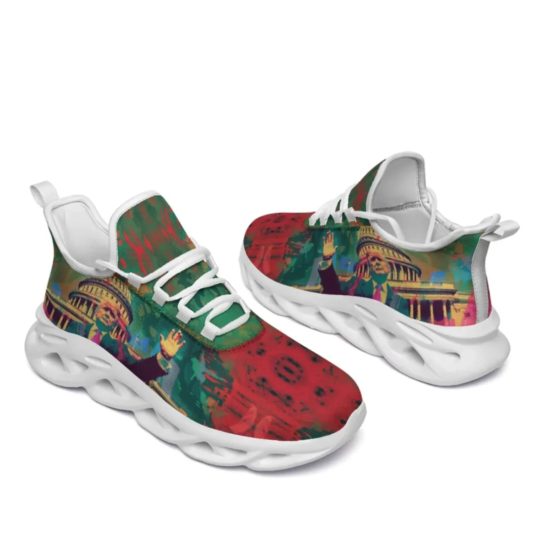 Personalized Trump- Theme Sneakers, Custom MAGA Shoes, Breathable Unisex Patriotic Shoes