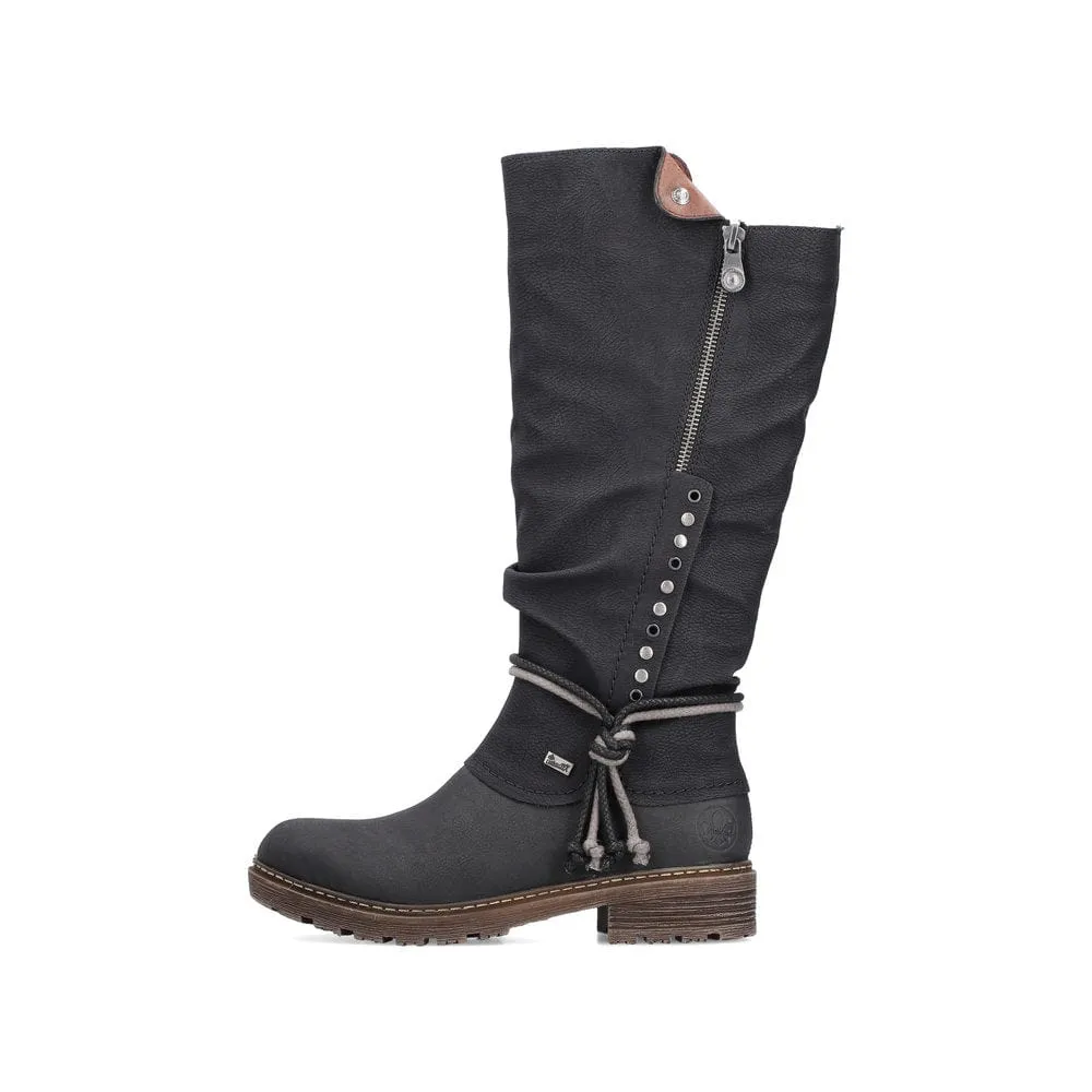 Rieker Women's Tall Detail Boots- Black