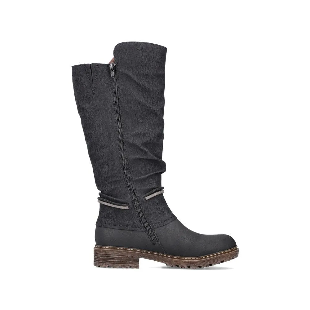 Rieker Women's Tall Detail Boots- Black