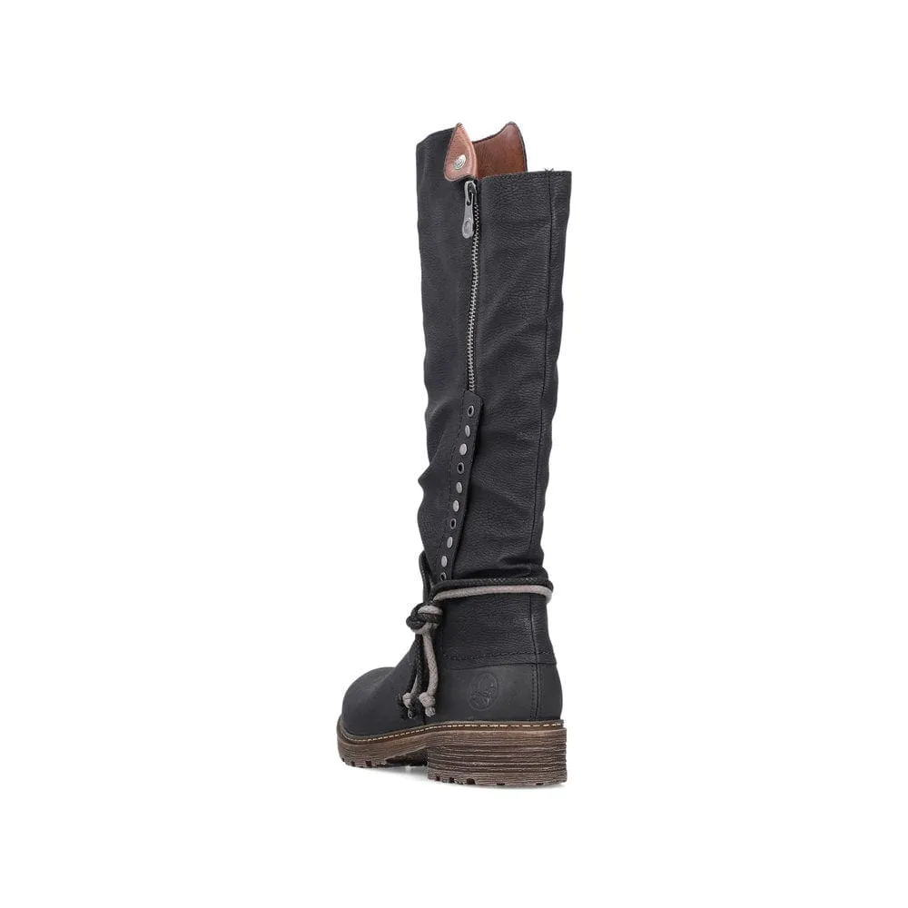 Rieker Women's Tall Detail Boots- Black