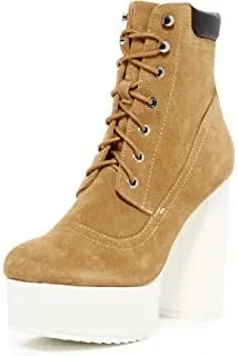 Shellys London Evan Tan Suede Lace Up Platform Lug sole Jeffrey Ankle Boots
