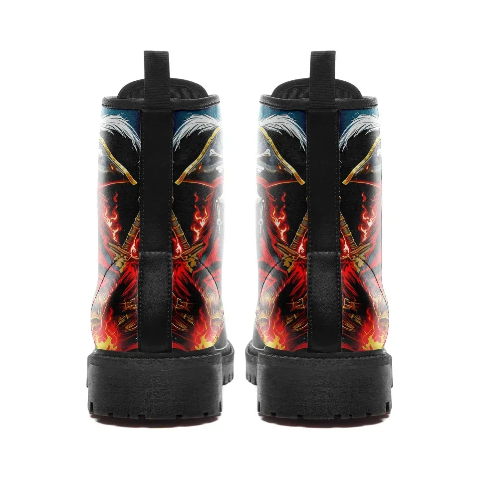 Unique Gift,Personalized High Top Martin Boots, Custom Skull Winter Boots, Skeleton Unisex Boots