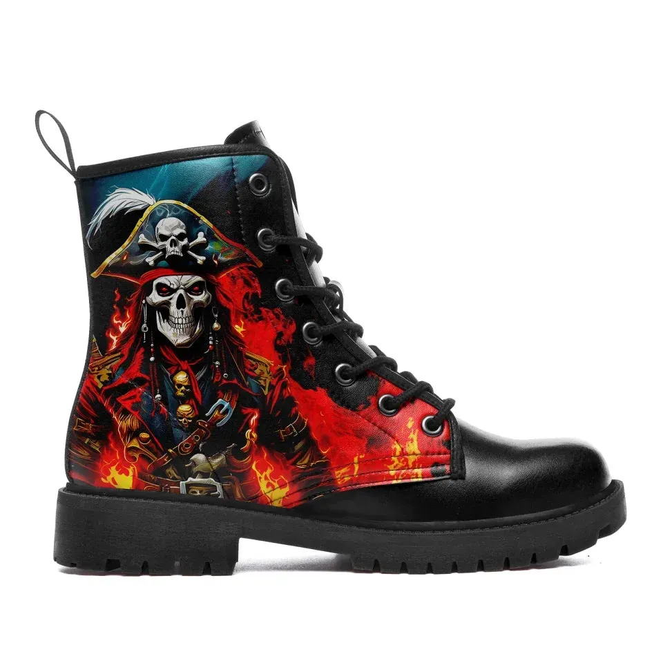 Unique Gift,Personalized High Top Martin Boots, Custom Skull Winter Boots, Skeleton Unisex Boots