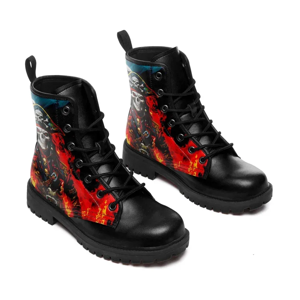 Unique Gift,Personalized High Top Martin Boots, Custom Skull Winter Boots, Skeleton Unisex Boots