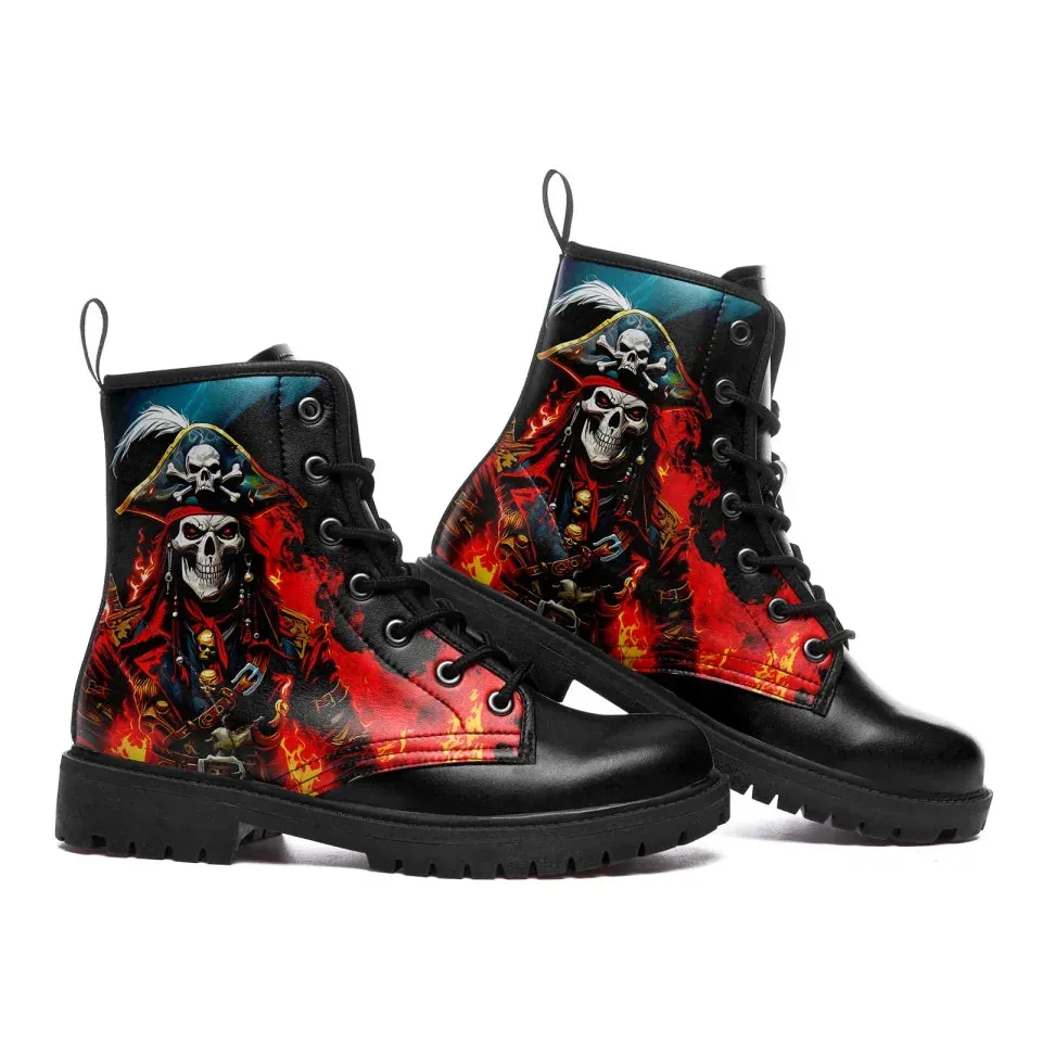 Unique Gift,Personalized High Top Martin Boots, Custom Skull Winter Boots, Skeleton Unisex Boots