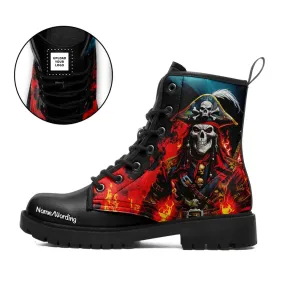 Unique Gift,Personalized High Top Martin Boots, Custom Skull Winter Boots, Skeleton Unisex Boots