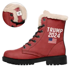 Unique Gift,Personalized Trump Boots, Custom MAGA Boots, Pirde Fur Winter Boots, Best Support Gift