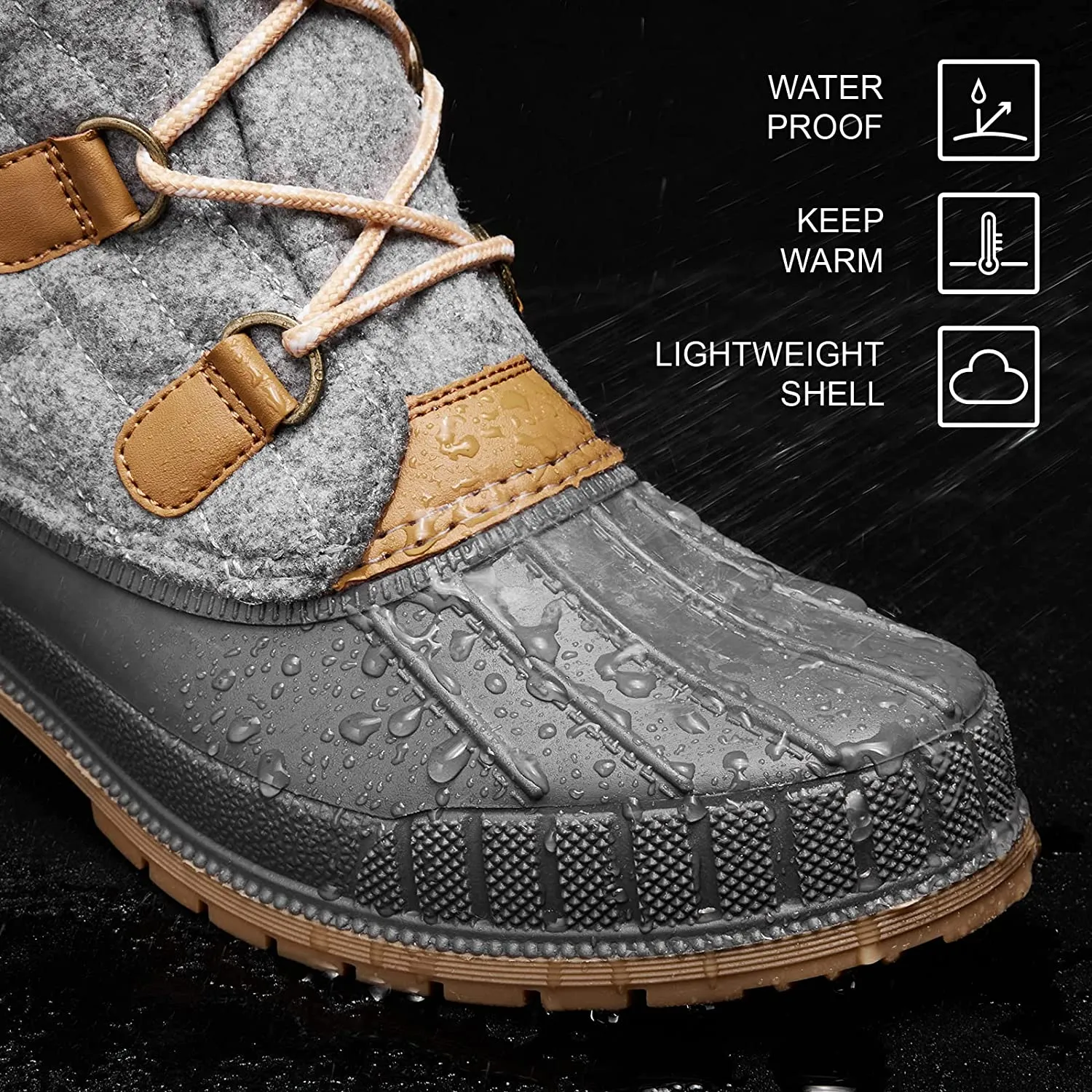 Women's Duck Boots Waterproof, Cold Weather Winter Snow Boots, Lightweight & Warmth