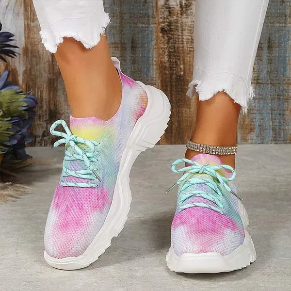 Women's Fabric Lace-Up Casual Sneakers 99636736C