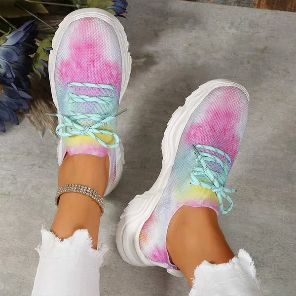 Women's Fabric Lace-Up Casual Sneakers 99636736C